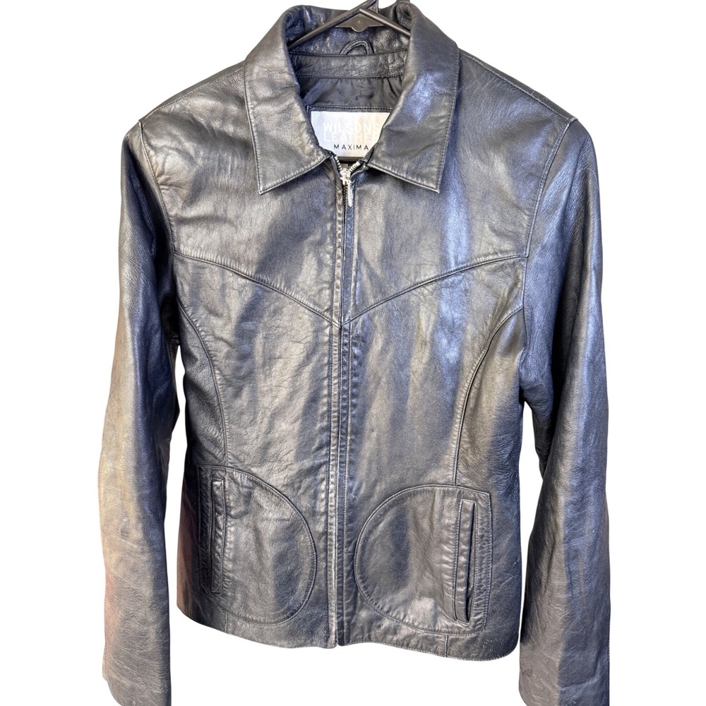 Wilsons Leather Maxima Jacket M Black Full Zip Western Yoke Leather